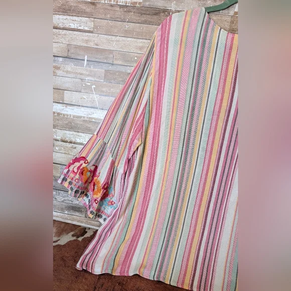 Savannah Jane Embroidered V Neck Tunic With Embroidery On Bell Sleeves - Picture 12 of 16